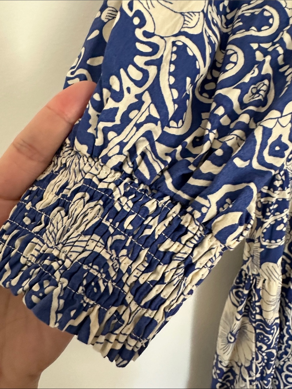 Umgee Blue and Cream Boho Paisley Midi tiered Dress- Size Small - Picture 5 of 7